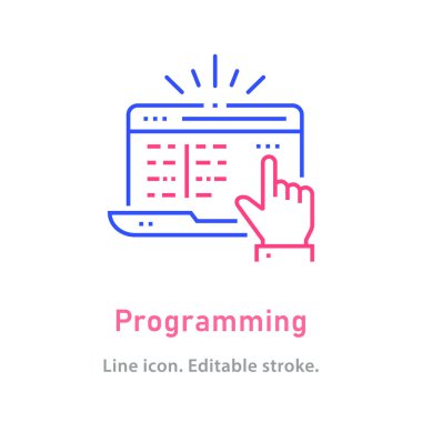 Beyaz arkaplanda ana simge programlanıyor. Düzenlenebilir felç. Vektör illüstrasyonu.