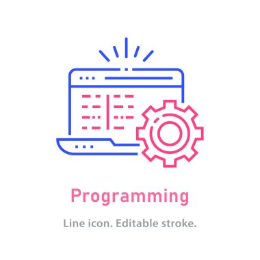 Beyaz arkaplanda ana simge programlanıyor. Düzenlenebilir felç. Vektör illüstrasyonu.