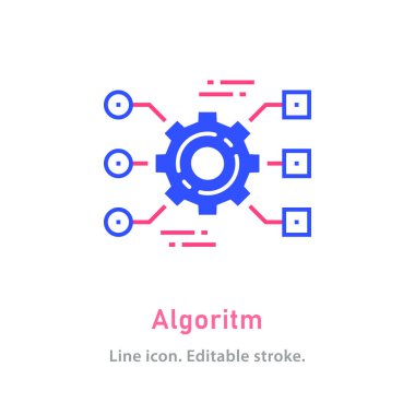 Beyaz arkaplanda algoritma simgesi. Düzenlenebilir vuruş.