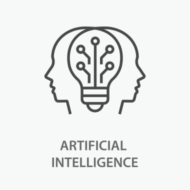 Yapay zeka çizgisi simgesi. Beyaz arkaplanda vektör illüstrasyonu.