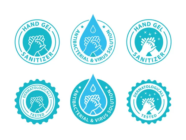 Hand gel sanitizer logo. Antiseptic label. Vector illustration.