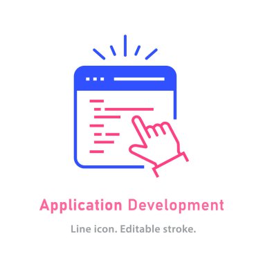 Beyaz arkaplanda uygulama geliştirme simgesi. Vektör illüstrasyonu.