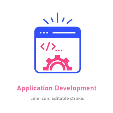 Beyaz arkaplanda uygulama geliştirme simgesi. Vektör illüstrasyonu.