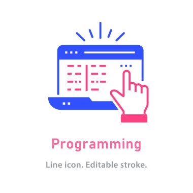 Beyaz arkaplanda simge programlanıyor. Düzenlenebilir felç. Vektör illüstrasyonu.