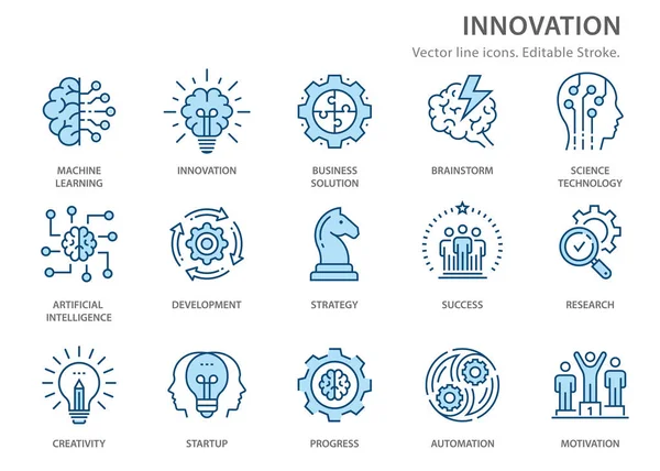 Innovation Icons Analysis Technology Startup Business Solution More Vector Illustration — Stock Vector