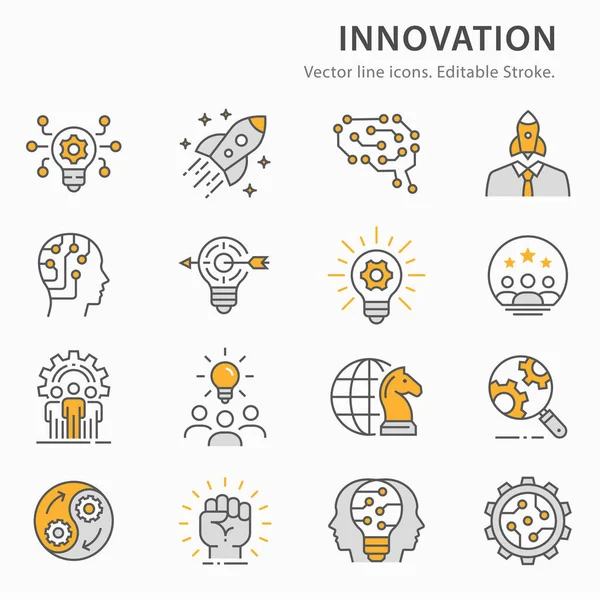 Ícones Inovação Como Tecnologia Sucesso Startup Inteligência Artificial Muito Mais — Vetor de Stock
