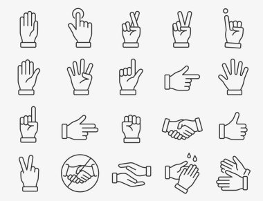 El çizgisi simgeleri ayarlandı. Siyah vektör çizimi. Düzenlenebilir vuruş.