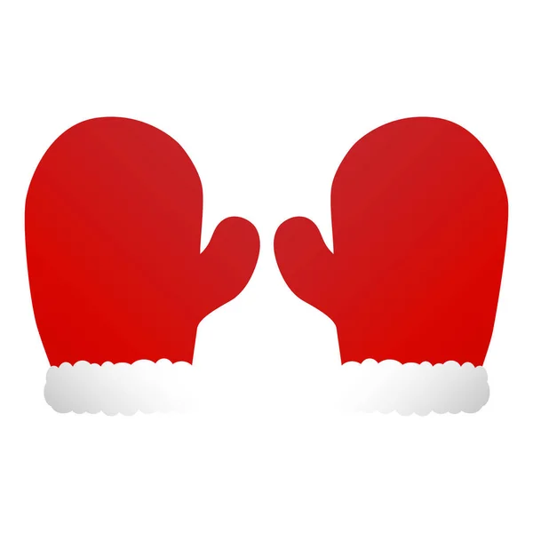 Capodanno Natale Elemento Inverno Vettoriale Rosso Guanti Illustrazione — Vettoriale Stock