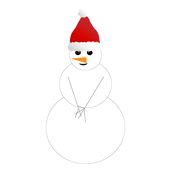 New Year Christmas Winter Element Vector Snow Men Illustration — Stock Vector