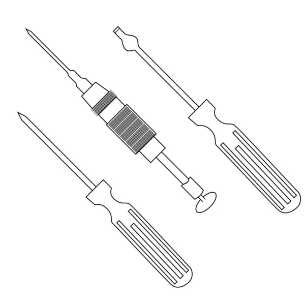 Schroevendraaier Vectorlijn Icoon Llustratie Voor Reparatie Thema Doodle Stijl — Stockvector