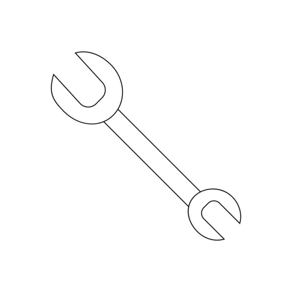 Wrench Vector Line Icon Llustration Repair Theme Doodle Style — Stock Vector