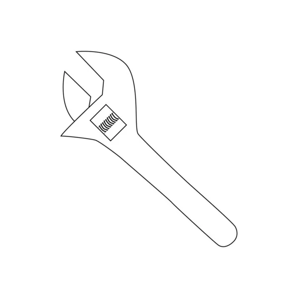 Wrench Vector Line Icon Llustration Repair Theme Doodle Style — Stock Vector