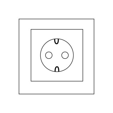 Güç soketi vektör çizgisi simgesi. Onarım teması için efekt, doodle tarzı