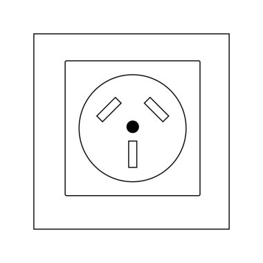 Güç soketi vektör çizgisi simgesi. Onarım teması için efekt, doodle tarzı