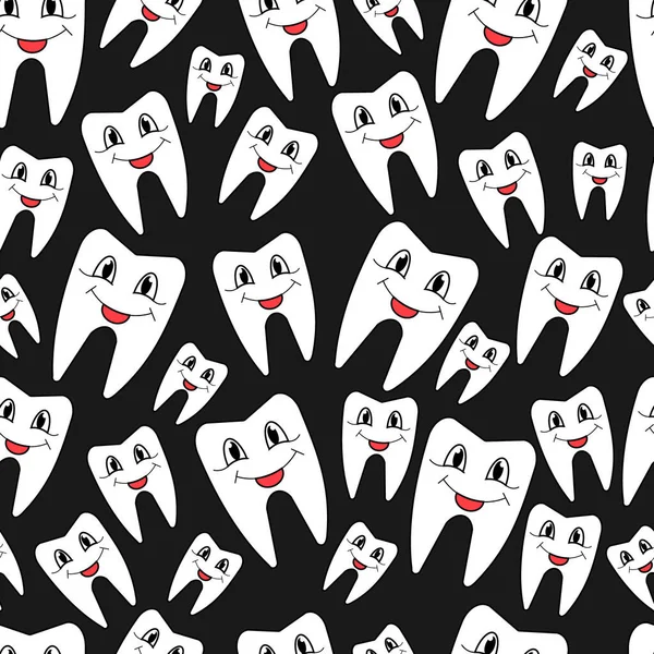 Διάνυσμα Οδοντιατρική Αδιάλειπτη Μοτίβο Λευκά Δόντια Μαύρο Φόντο — Διανυσματικό Αρχείο