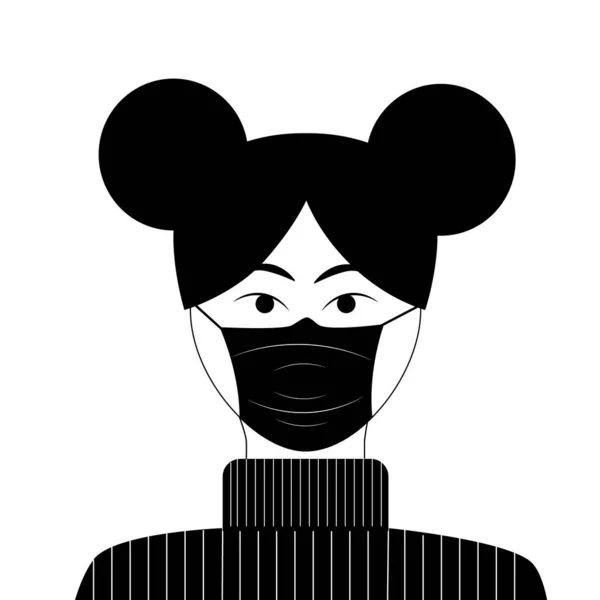 Rapariga Abstrata Usando Máscara Protetora Covid Medidas Segurança Restrição Cobertura —  Vetores de Stock