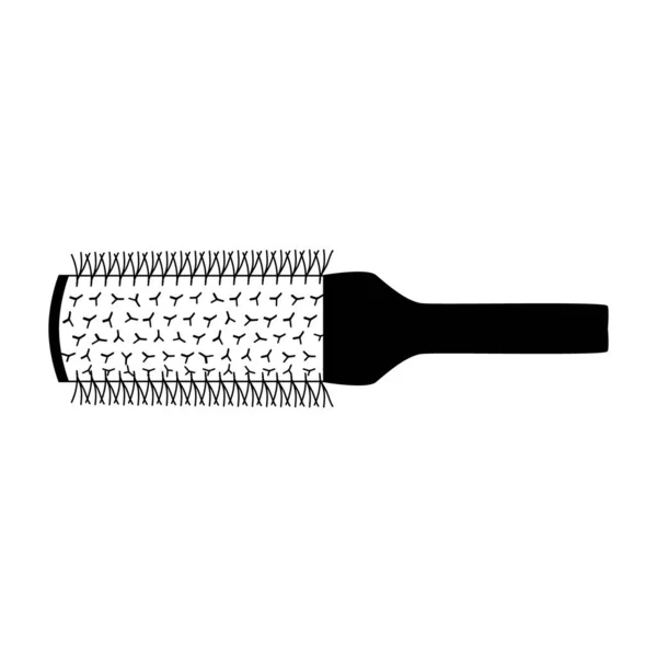 Hete krullende radiale haarborstel. Kappers gereedschap overzicht isoleted pictogram — Stockvector