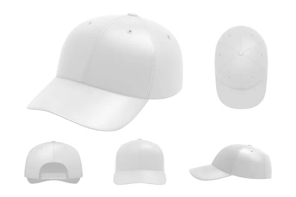 Ensemble Maquettes Casquette Blanche Illustration Modèle Casque Baseball Sport Dessiné — Photo