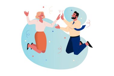 Zıplayan insanlar, başarı, kazanmak, takım, iş konsepti