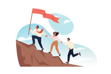 Takım, hedef, motivasyon, iş kurma, liderlik kavramı.