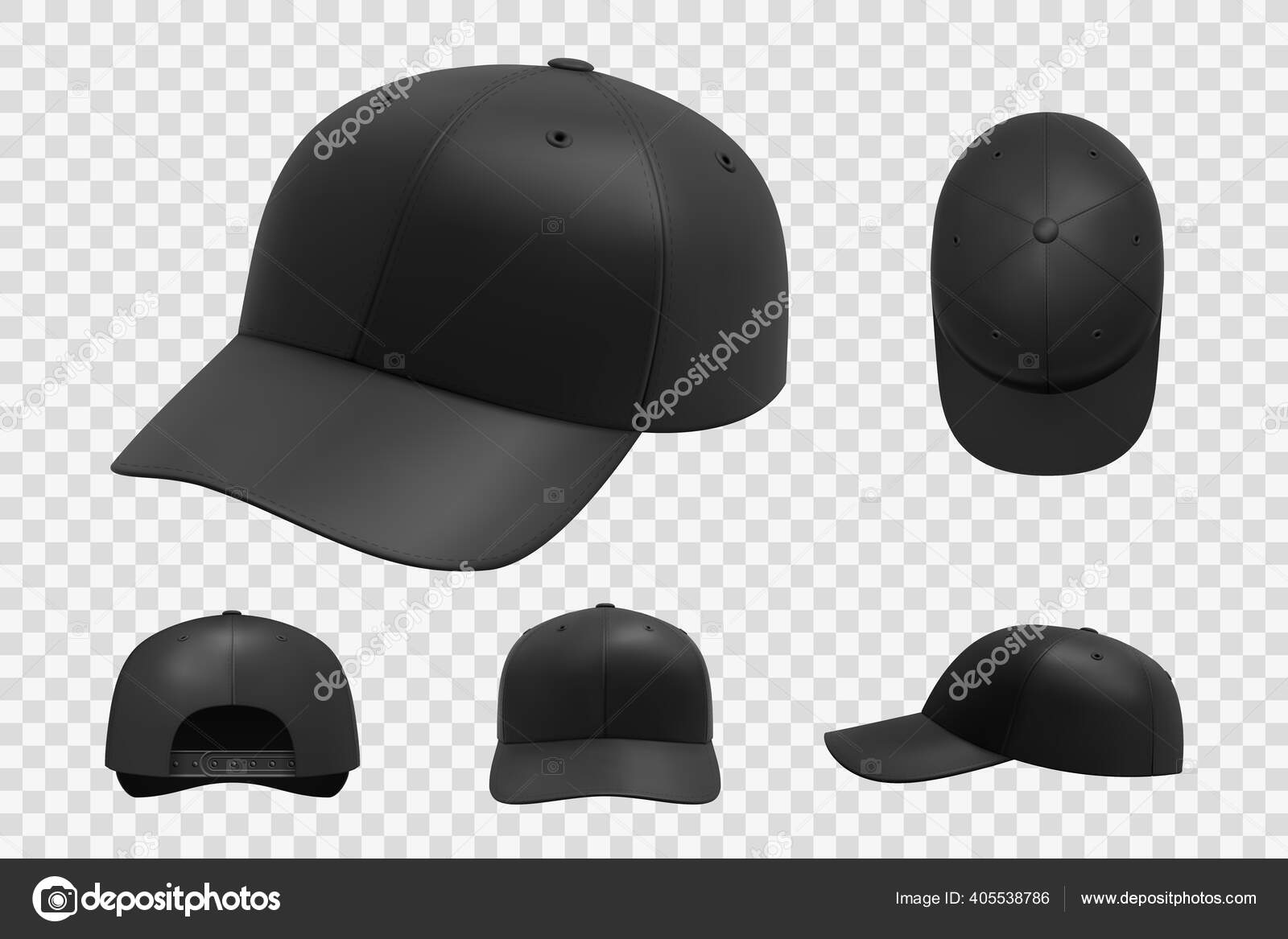 Download Koleksi Set Cap Mockup Hitam Realistis Stok Vektor C Alphavector 405538786 PSD Mockup Templates