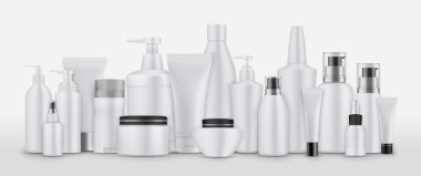 Gerçekçi kozmetik paketleri koleksiyonu ayarla