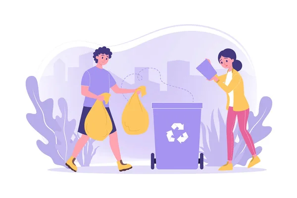 Recyclage, volontariat, écologie, concept de travail — Image vectorielle