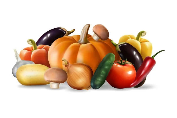 Реалистичная коллекция овощей — стоковый вектор
