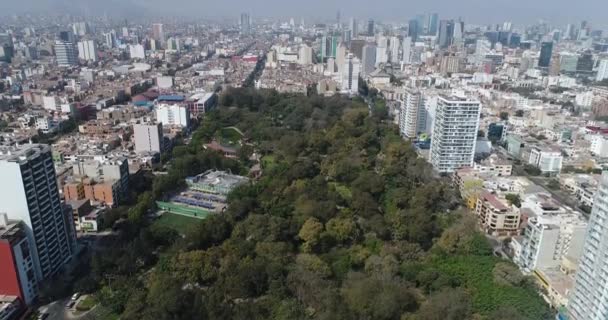 Letecké Záběry Parku Limě Peru Přírodní Místo Středu Města Okrese — Stock video
