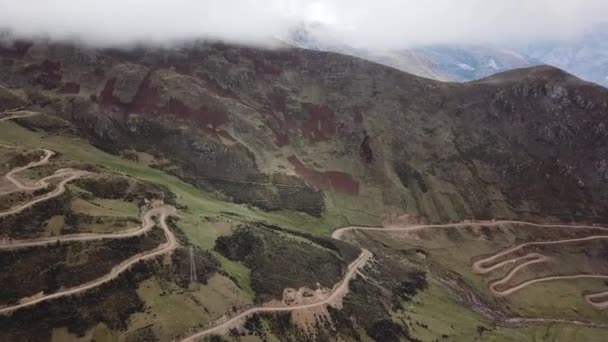 Luchtfoto Boven Peruaanse Andes Pasco State Hoge Bergen Boven 4000 — Stockvideo