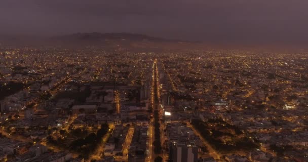 Vídeo Aervial Lima Perú Durante Cierre Pandemia Covid19 Por Noche — Vídeos de Stock