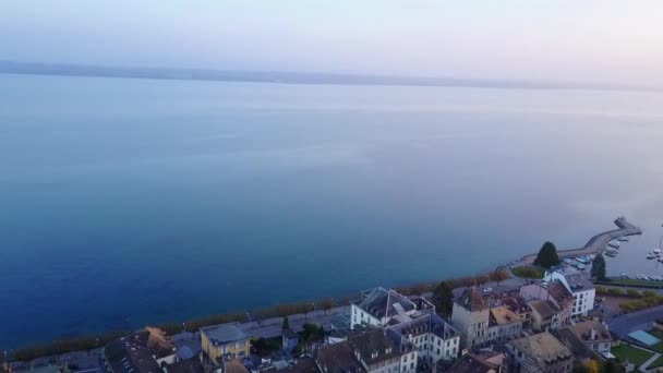 Luchtfoto Van Nyon Zwitserland — Stockvideo
