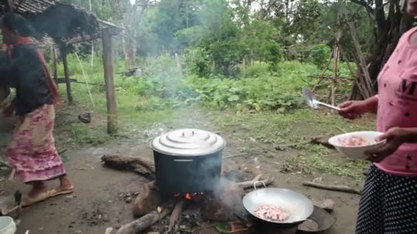 Vídeo Mulheres Cozinhar Campo Camboja — Vídeo de Stock