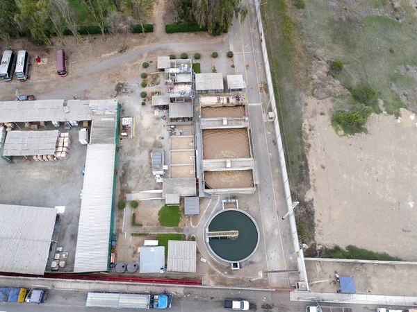 Estação Tratamento Água Imagem Aérea Feita Com Drone — Fotografia de Stock