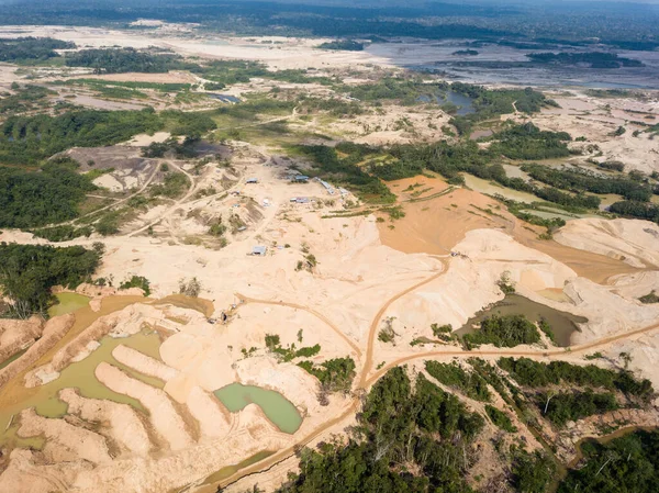 Imagens Aéreas Sobre Desmatamento Devido Mineração Ilegal Ouro — Fotografia de Stock