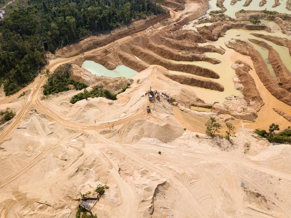 Aerial images over deforestation due to illegal gold mining.