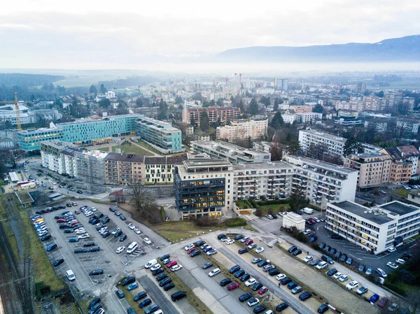 Aerial image of Nyon town. Switzerland.