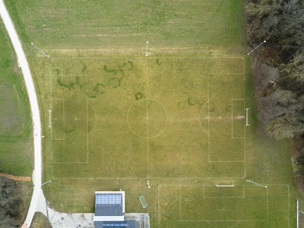 Futbol Çim Sahasının Hava Görüntüsü — Stok fotoğraf