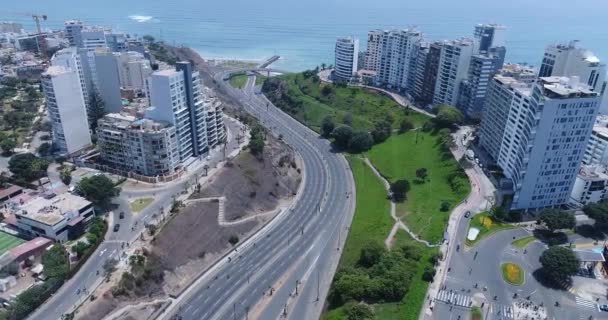 Letecký Snímek Pořízený Dronem Limy Peru Během Nedělí Soukromá Auta — Stock video