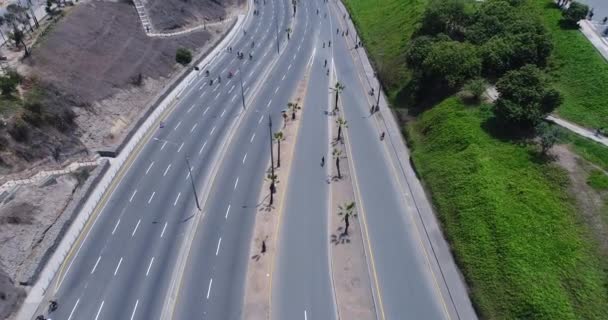 Luchtfoto Gemaakt Met Drone Van Lima Peru Zondag Privé Auto — Stockvideo