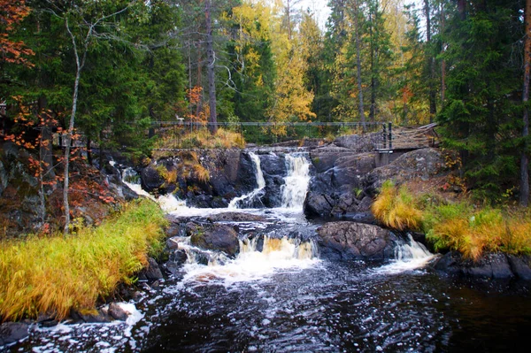 Wasserfall Herbstwald — Stockfoto