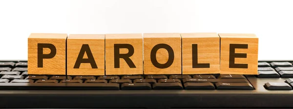 Parole Word Made Building Blocks Row Wooden Cubes Word Written — Stock Photo, Image