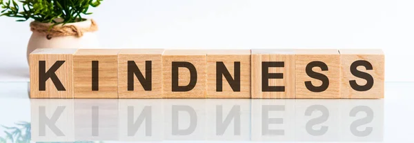 Word Kindness Hecho Con Bloques Construcción Madera Imagen Stock — Foto de Stock