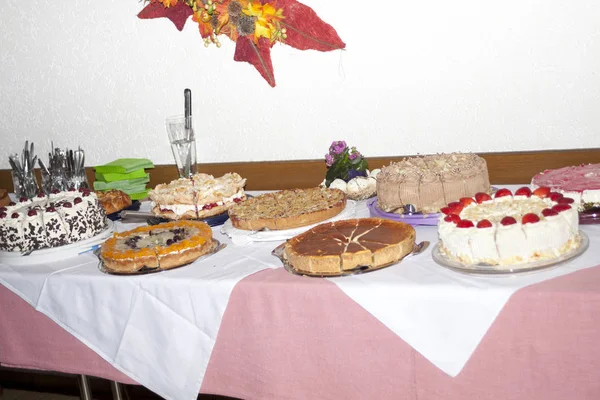 Gâteau Tartes Buffet Fête Anniversaire — Photo