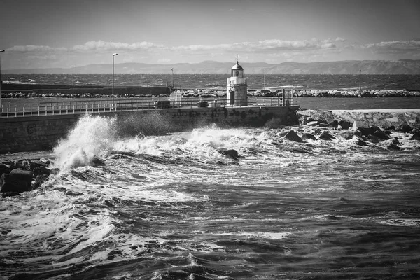 Lighthouse Waves Adriatic Sae City Trani Region Puglia Sauthern Italy — Stock Photo, Image