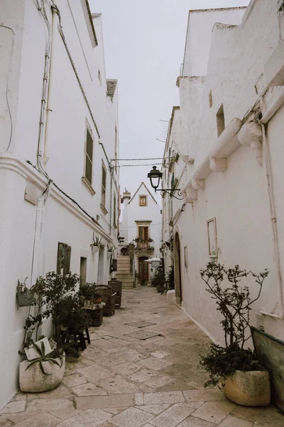 意大利索瑟西省巴里市 locorotondo 老镇狭窄的白色街道 — 图库照片