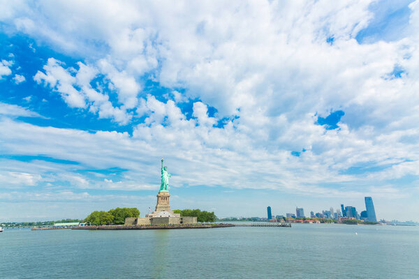 The Statue of Liberty is a colossal neoclassical sculpture on Liberty Island in New York Harbor in New York, in the United States.