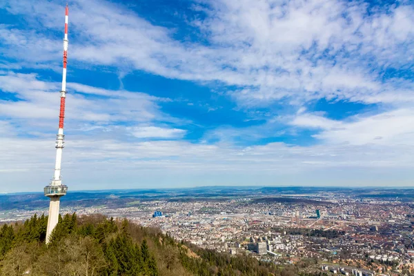 View from the Uetliberg mountain of Zurich city and TV tower — Stock Photo, Image