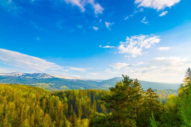 Dev Dağların doğal bahar manzarası - Karkonosze Mounatains, Polonya
