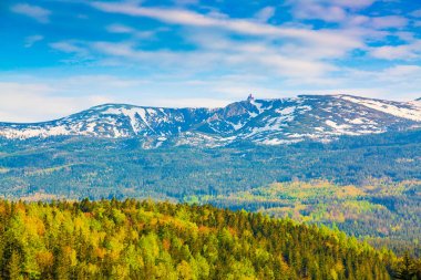 Dev Dağların doğal bahar manzarası - Karkonosze Mounatains, Polonya